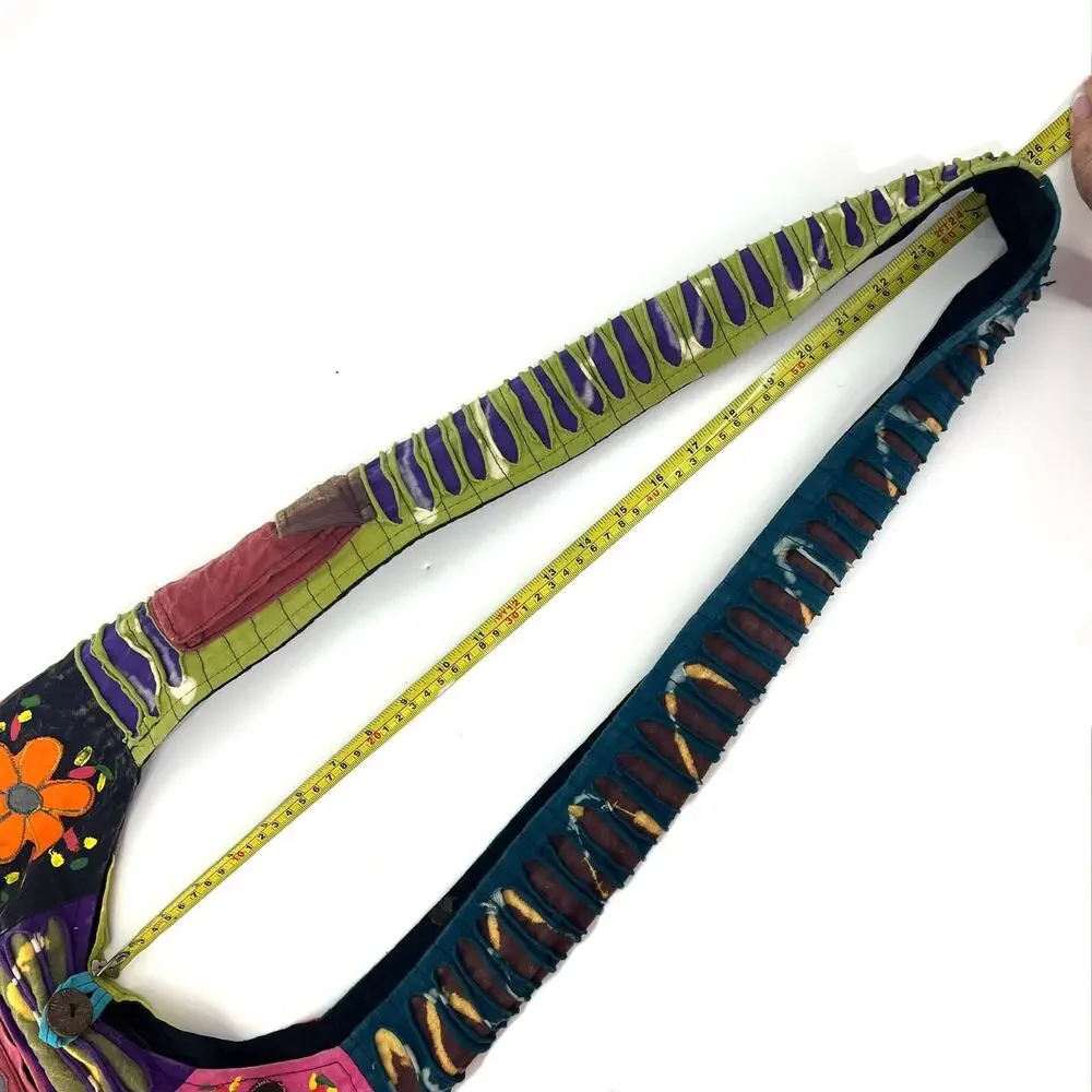 Rising International Boho Hippie Peace Flower Power Patchwork Shoulder Bag Purse